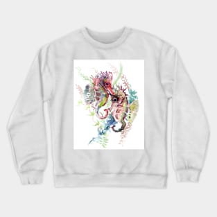 Seahorse, soft Coral Pink Gray artwork Crewneck Sweatshirt